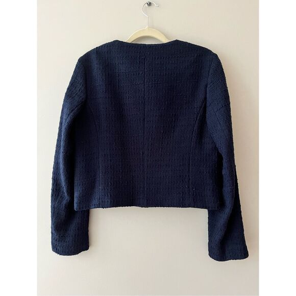 NWT Zara navy structured tweed blazer size M - Picture 4 of 5